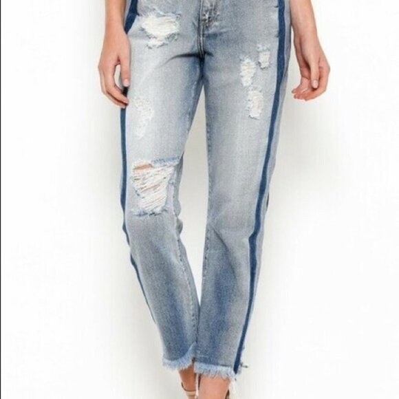 Hidden Distressed Two-Toned High-Waist Jeans - Picture 3 of 13